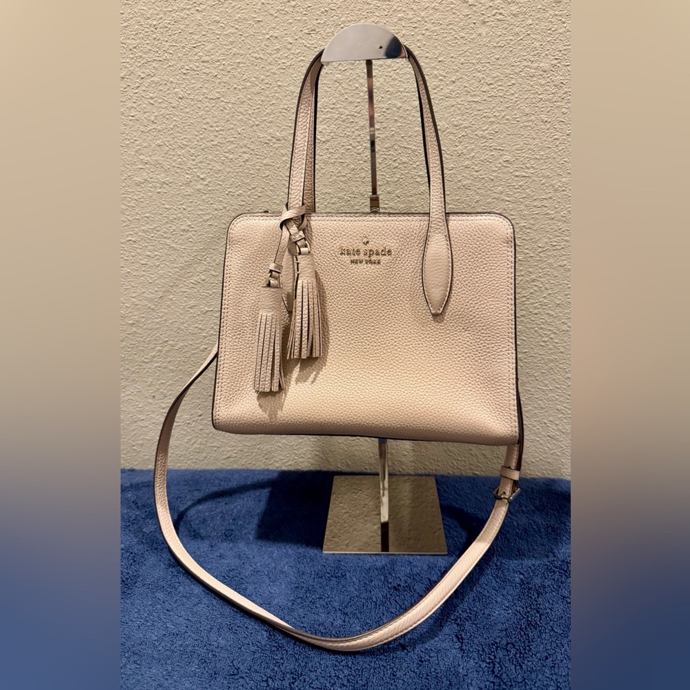 Kate Spade Rowe Medium Satchel Blush Pink Pebbled Leather with Crossbody Strap